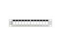 PATCH PANEL PUSTY 12 PORT 1U 10" Z ORGANIZEREM DO MODUŁÓW KEYSTONE SZARY LANBERG