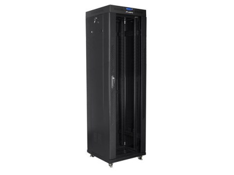 SZAFA INSTALACYJNA RACK STOJĄCA 19" 42U 600X600 CZARNA DRZWI SZKLANE LCD LANBERG (FLAT PACK) V2