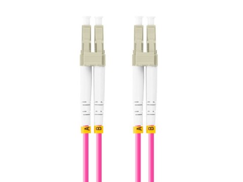 PATCHCORD ŚWIATŁOWODOWY MM LC/UPC-LC/UPC DUPLEX 3.0MM OM4 50/125 LSZH 3M FIOLETOWY LANBERG