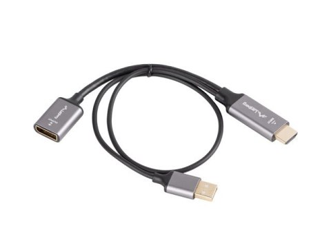 ADAPTER HDMI(M)->DISPLAYPORT(F) 4K NA KABLU 20CM SREBRNY LANBERG