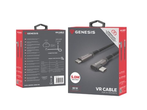 KABEL USB-C M/M 3.1 GEN 2 5M 10GB/S PD60W VR CZARNY GENESIS