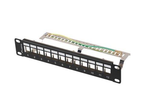 PATCH PANEL PUSTY 12 PORT 1U 10" FTP Z ORGANIZEREM DO MODUŁÓW KEYSTONE CZARNY LANBERG