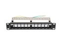 PATCH PANEL PUSTY 12 PORT 1U 10" FTP Z ORGANIZEREM DO MODUŁÓW KEYSTONE CZARNY LANBERG