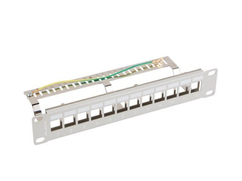 PATCH PANEL PUSTY 12 PORT 1U 10" FTP Z ORGANIZEREM DO MODUŁÓW KEYSTONE SZARY LANBERG