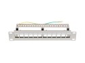 PATCH PANEL PUSTY 12 PORT 1U 10" FTP Z ORGANIZEREM DO MODUŁÓW KEYSTONE SZARY LANBERG